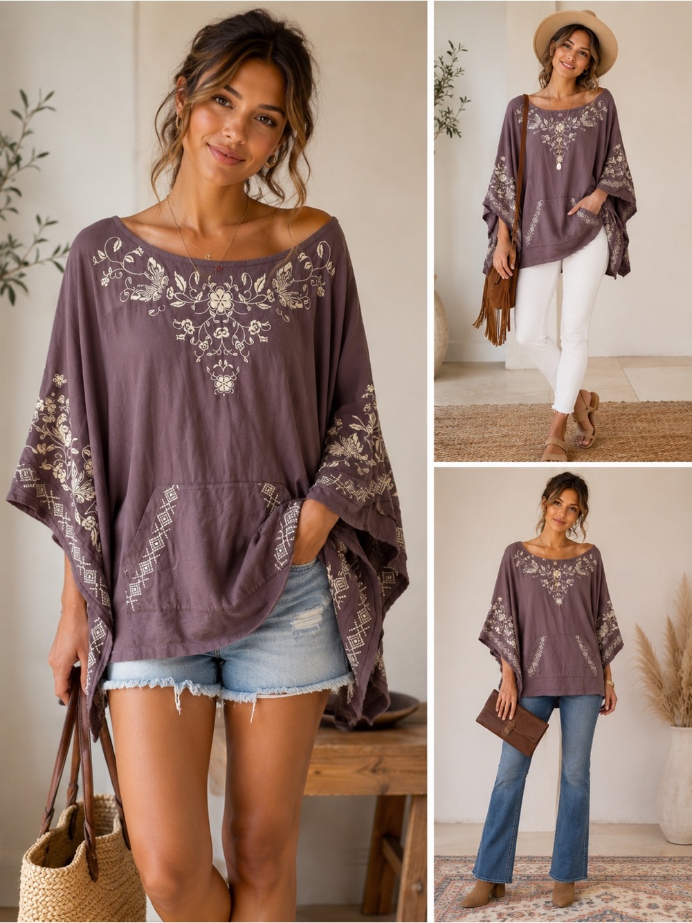 Johnny Was Boho Embroidered Pullover Top M/L